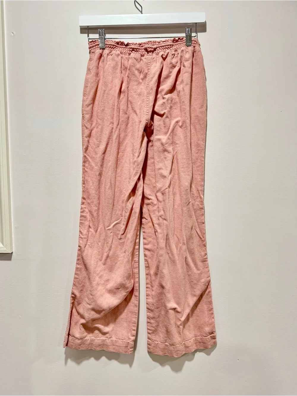 Ci Sono Pink Linen Blend Wide Leg Drawstring Pants Size M